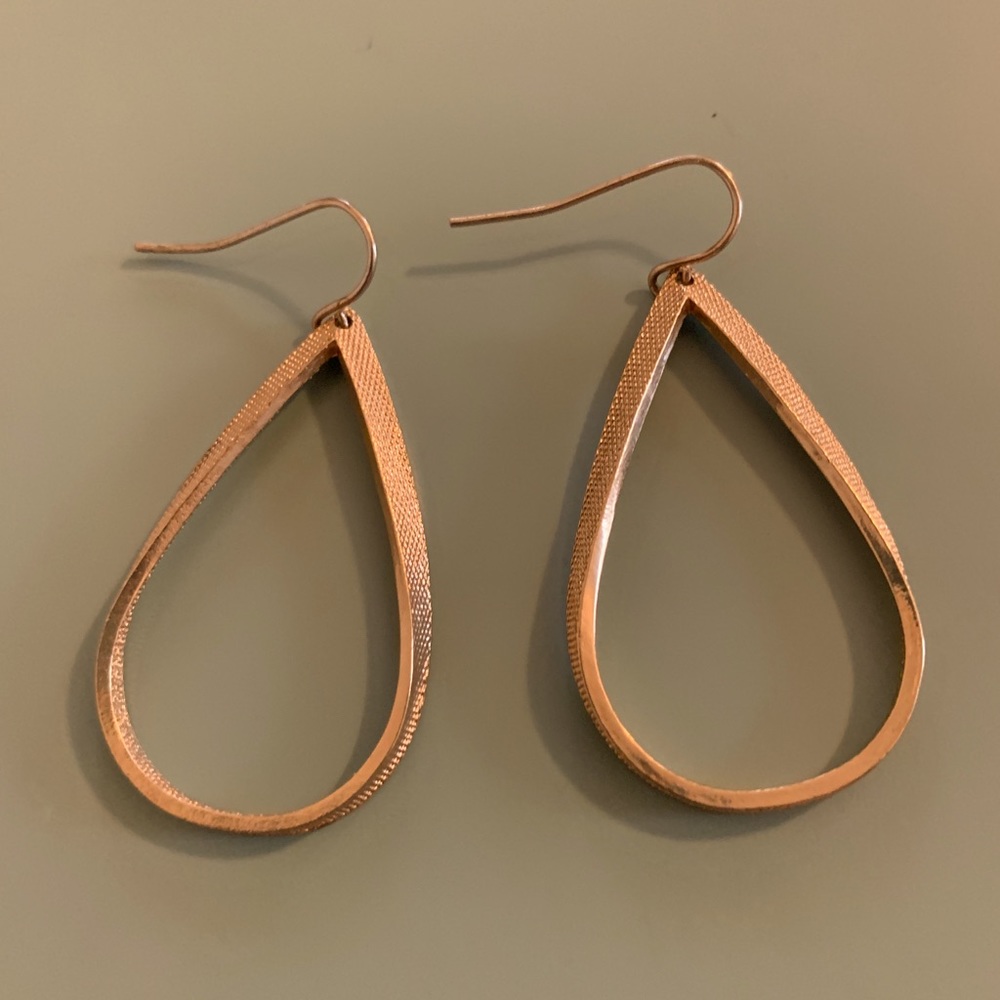 Gold teardrop hoop earrings